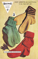 knitted sock pattern from 1950s