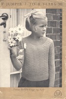 vintage girl's yoke neck jumper knitting pattern for wartime 1940s