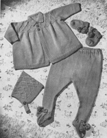 vintage knitting pattern from 1940s for pramset for suzie