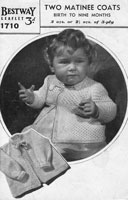 vintage baby 1940s knitting pattern matinee jacket