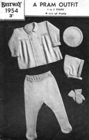 vitnage bay pram suit with pixie hood knitting pattern from 1940s
