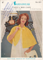 Great vintage ladies knitting pattern for a bed cape