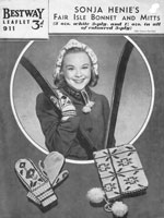 vintage ladies hood gloves and bag knitting pattern fair isle 1940s