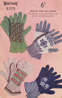 vintage ladies fair isle gloves knitting pattern 1950s