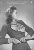 vintage ladies fair isle cap and scarf 1940s
