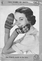 vintage ldies fair isle mittens 1950s