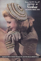 vintage sirdar beret and gloves knitting patten 1940s