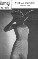 vintage ladies vest knickers pantees panties underwear knitting pattern from 1940s