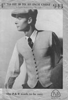 vintage mens plain waistcoat knitting pattern 1940s