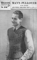 vintage mens sleeveless tank top knitting pattern 1930s