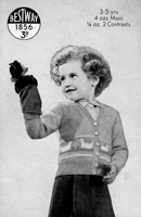 vintage knitting pattern 1940s Bestway 1856 cardigna with ducks on border