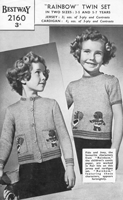 vintage childs twinset knitting pattern with Fido and Joey from Rainbow 1940s comic fair knitting pattern 1940s