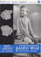 vintage boys jumper with collar knitting patten form 1930s to fit 3 to 4 years