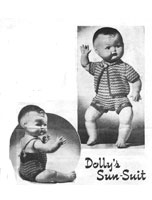 vintage swimsuit knitting pattern for 17 inch baby doll 1950s