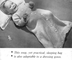 vintage sleeping bag dressing gown baby knitting pattern 1940s
