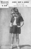 vintage girls skirt and jumper knitting pattern 1940s