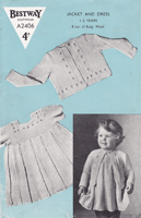 vintage baby dress and bonnet knitting pattern 1940s