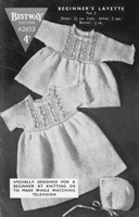 vintage baby dress set with jacket and bonnet in simple garter stitch from 1940s