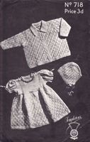 vintage baby drss set knitting pattern 1940s