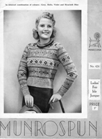 vintage ladies fair isle knitting pattern for jumper from 1940s