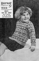 vintage childs fair isle jumper knitting pattern from 1940s