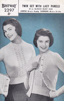 vintage ladies lacy twinset knitting pattern 1940s