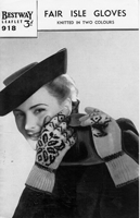 great vintage knitting pattern from 1940s for fair isle gloves