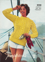 Great vintage ladies cable sweater knitting pattern