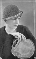 vintage ladies crochet hat and bag 1920s