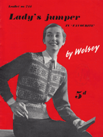 ladies jumper knitting pattern with fair isle front panels 1930s