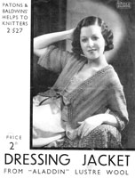 vintage ladies bed jacket or dressing jacket knitting pattern from 1930s