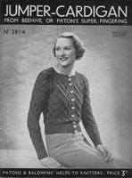 vintage ladies square neck cardigan knitting pattern from 1930s patons 3814