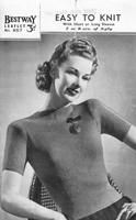 ladis slash neck rib jumper knitting pattern from 1940s