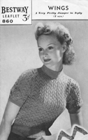 ladies classic wing design knitting pattern for jumper from 1940s