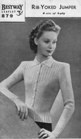 ladies long sleeved short jacket knitting pattern from 1940s