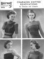 vintage ladies knitting pattern showing how to replace worn out parts of jumper from 1940s