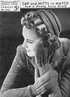 vintage ladies hat an gloves knitting pattern 1930s