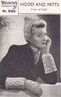 1940s vintage ladies hood and gloves knitting patter vintage