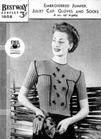vintage ladies jumper knitting pattern from 1940s with embroidery