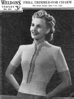 vintage ladies jumper with front detail knitting pattern from 1940s