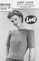 vintage ladies knitting pattern jumper 1940s