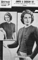 vintage ladies knitting pattern for ladies twin set jumper and cardigan 1940's