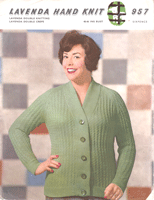 vintage ladies knitting pattern for V neck jacket