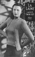 vintage ladies 1940 knitting pattern twinset in wide rib