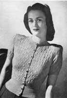 ladies vintage knitting pattern for cardigan jumper from 1944