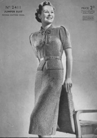 vintage ladies suit with blouse top 1930s knitting pattern