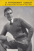 vintage mens jumper knitting pattern from 1930s stitchcraft 130