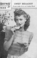 vintage ladies bed jacket knitting pattern 1940s bestway1534