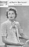 vintage ladies bed jacket knitting pattern 1930s bestway891