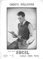 vintage men's slip over or tank top knitting pattern from 1930s to fit 37 inch chesxt in double knitting wool